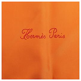 Hermès-Orange Hermes Fleurs de Fuchsia Silk Scarf Scarves-Orange