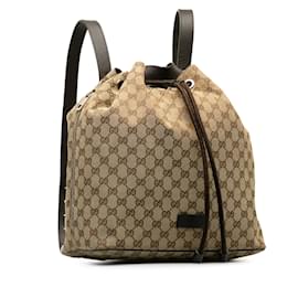 Gucci-Zaino con coulisse in tela Gucci GG marrone-Marrone