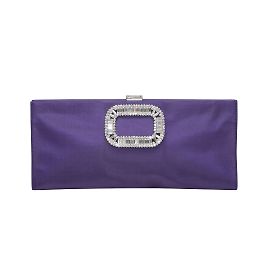 Clutch roxa Roger Vivier com detalhes em cristal de cetim Roxo