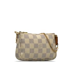 Louis Vuitton-Weiße Louis Vuitton Damier Azur Mini Pochette Accessoires Baguette-Weiß