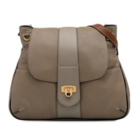 Chloé-Lexa Couro Taupe Chloe Couro Crossbody-Outro