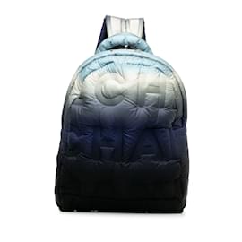 Chanel-Blue Chanel Embossed Nylon Doudoune Backpack-Blue