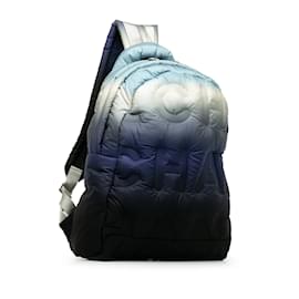 Chanel-Blue Chanel Embossed Nylon Doudoune Backpack-Blue