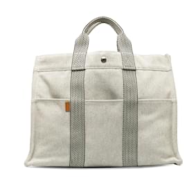 Hermès-Gray Hermes Toile Fourre Tout MM Tote Bag-Other
