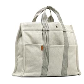 Hermès-Gray Hermes Toile Fourre Tout MM Tote Bag-Other