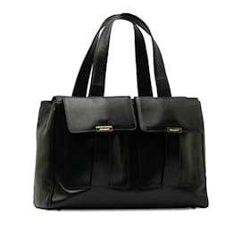 Yves Saint Laurent-Black YSL Leather Tote Bag-Black