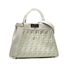 Fendi-Sac à main Fendi blanc Zucca Clear Peekaboo en édition limitée-Blanc