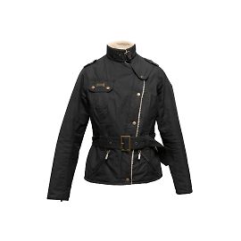Black Barbour Lined Belted Jacket Size US 6 Black