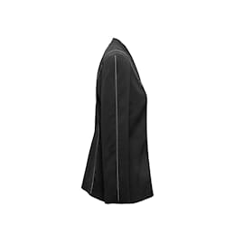 Thierry Mugler-Vintage Black Thierry Mugler Rhinestone-Trimmed Silk Blazer Size FR 42-Black