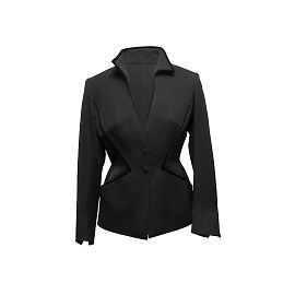 Schwarzer Vintage-Blazer von Thierry Mugler mit Samtbesatz, Größe US S Schwarz