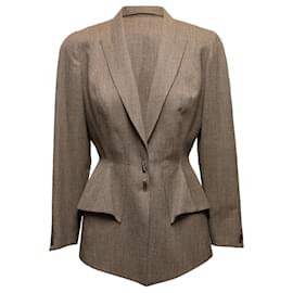 Thierry Mugler-Vintage Taupe Thierry Mugler Wool Blazer Size FR 40-Other