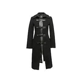 Mackage-Schwarzer langer Mantel aus Mackage-Wolle mit Lederbesatz, Größe US XS-Schwarz