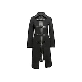 Mackage-Cappotto lungo in lana Mackage nera con finiture in pelle taglia US XS-Nero