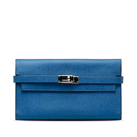 Hermès-Portefeuille classique Hermes Epsom Kelly bleu bleu-Bleu