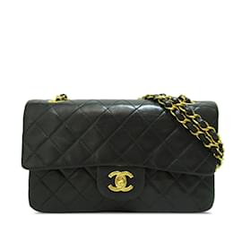 Chanel-Black Chanel Small Classic Lambskin lined Flap Shoulder Bag-Black