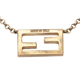 Fendi-Bracelet chaîne doré à logo Fendi-Doré
