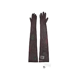 Autre Marque-Brown & Multicolor Walter Van Beirendonck Mesh Tattoo Gloves Size US L-Brown