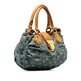 Louis Vuitton-Sac à main plissé en denim bleu Louis Vuitton Monogram-Bleu