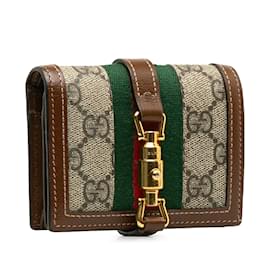 Gucci-Marron Gucci GG Suprême Jackie 1961 Portefeuille compact-Marron