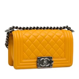 Chanel-Yellow Chanel Small Lambskin Boy Flap Crossbody Bag-Yellow