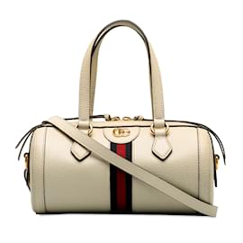 Gucci-White Gucci Leather Ophidia Satchel-White