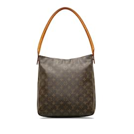 Louis Vuitton-Brown Louis Vuitton Monogram Looping GM Shoulder Bag-Brown