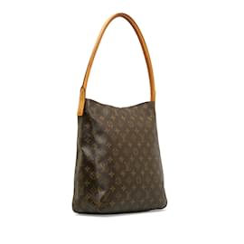 Louis Vuitton-Brown Louis Vuitton Monogram Looping GM Shoulder Bag-Brown