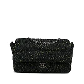 Chanel-Bolsa com aba de tweed Chanel CC preta-Preto
