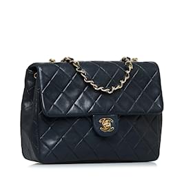 Chanel-Black Chanel Mini Classic Square Lambskin Single Flap Bag-Black