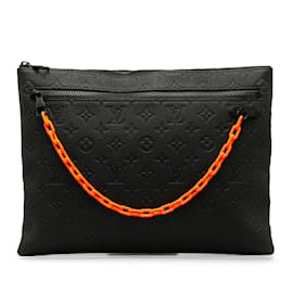 Louis Vuitton-Black Louis Vuitton Monogram Taurillon A4 Pouch Clutch Bag-Black