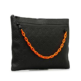 Louis Vuitton-Black Louis Vuitton Monogram Taurillon A4 Pouch Clutch Bag-Black