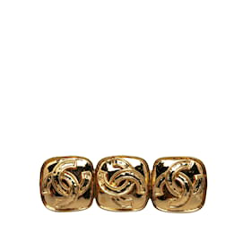 Chanel-Broche Chanel Triplo CC Dourado-Dourado