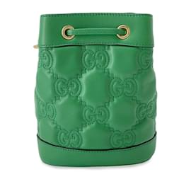 Gucci-Bolsa Bucket Gucci GG Matelassê Verde-Verde