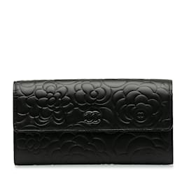 Chanel-Portefeuille à rabat Chanel CC Camellia noir-Noir