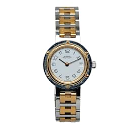Hermès-Silver Hermes Quartz Stainless Steel Clipper Watch-Silvery