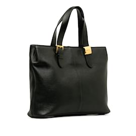 Burberry-Black Burberry Leather Tote-Black
