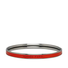 Hermès-Red Hermes Extra Narrow Enamel Uni Bangle Costume Bracelet-Red