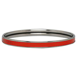 Hermès-Red Hermes Extra Narrow Enamel Uni Bangle Costume Bracelet-Red