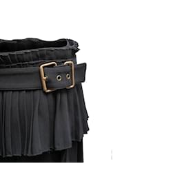 Alexander Mcqueen-Black Alexander McQueen Pleated Buckle Mini Skirt Size IT 38-Black