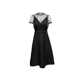 Valentino-Vestido de coquetel preto com mistura de lã virgem e tule Valentino tamanho EUA 4-Preto