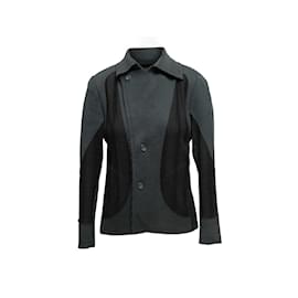 Issey Miyake-Slate & Black Issey Miyake Knit Jacket Size 2-Black
