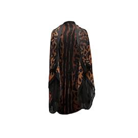 Alexander Mcqueen-Encolher de ombros vintage preto e marrom Alexander McQueen com estampa de leopardo tamanho O/S-Preto