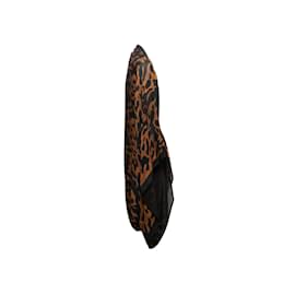 Alexander Mcqueen-Vintage negro y marrón Alexander McQueen estampado de leopardo encogiéndose de hombros tamaño O/S-Negro