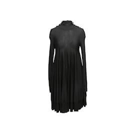 Alexander Mcqueen-Vintage schwarzes Alexander McQueen leichtes Wollkleid Größe US L-Schwarz