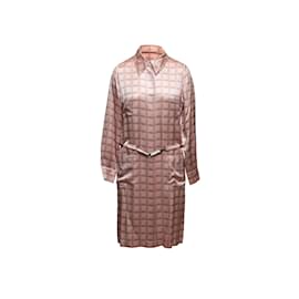 Chanel-Vintage Light Pink Chanel Fall/Winter 2000 Printed Silk Dress Size FR 42-Pink