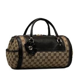 Gucci-Brown Gucci GG Canvas Trophy Handbag-Brown