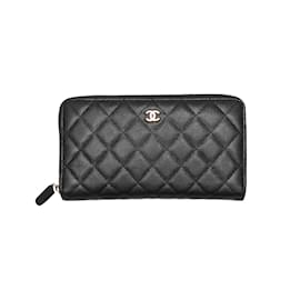 Chanel-Black Chanel Caviar Leather Quilted Continental Wallet-Black