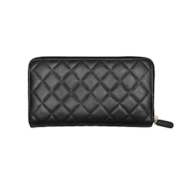 Chanel-Black Chanel Caviar Leather Quilted Continental Wallet-Black