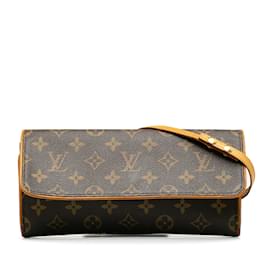 Louis Vuitton-Brown Louis Vuitton Monogram Pochette Twin GM Crossbody Bag-Brown