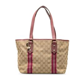 Gucci-Beige & Pink Gucci GG Canvas Jolicoeur Handbag-Beige